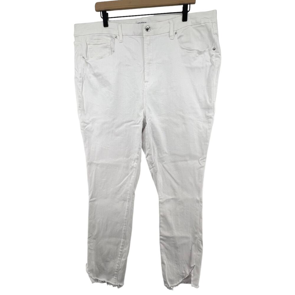 Good American Jeans Size 22 NEW Good Leg Crop White Denim